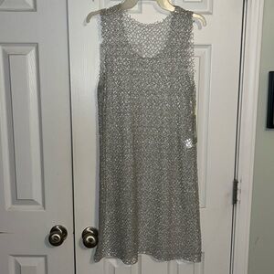 Ella Luna women’s embellished silver mini open mesh dress size XS